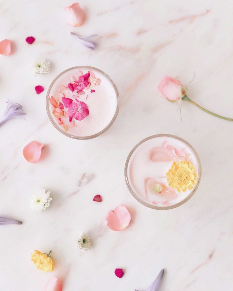 Cocktail photography and styling tips, rose lattes, Hopeful Outsiders