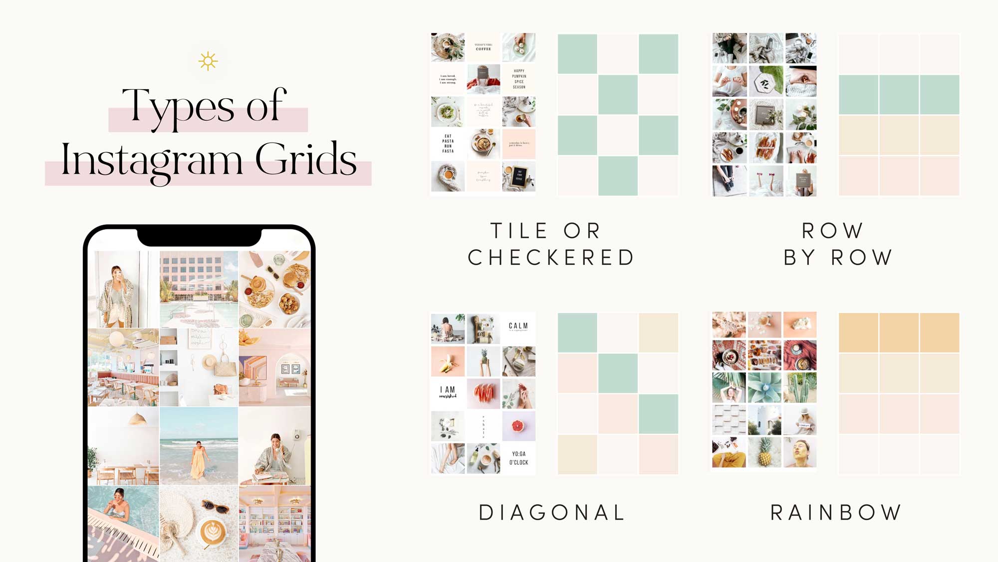 Types of Instagram Grids layouts by Hopeful Outsiders